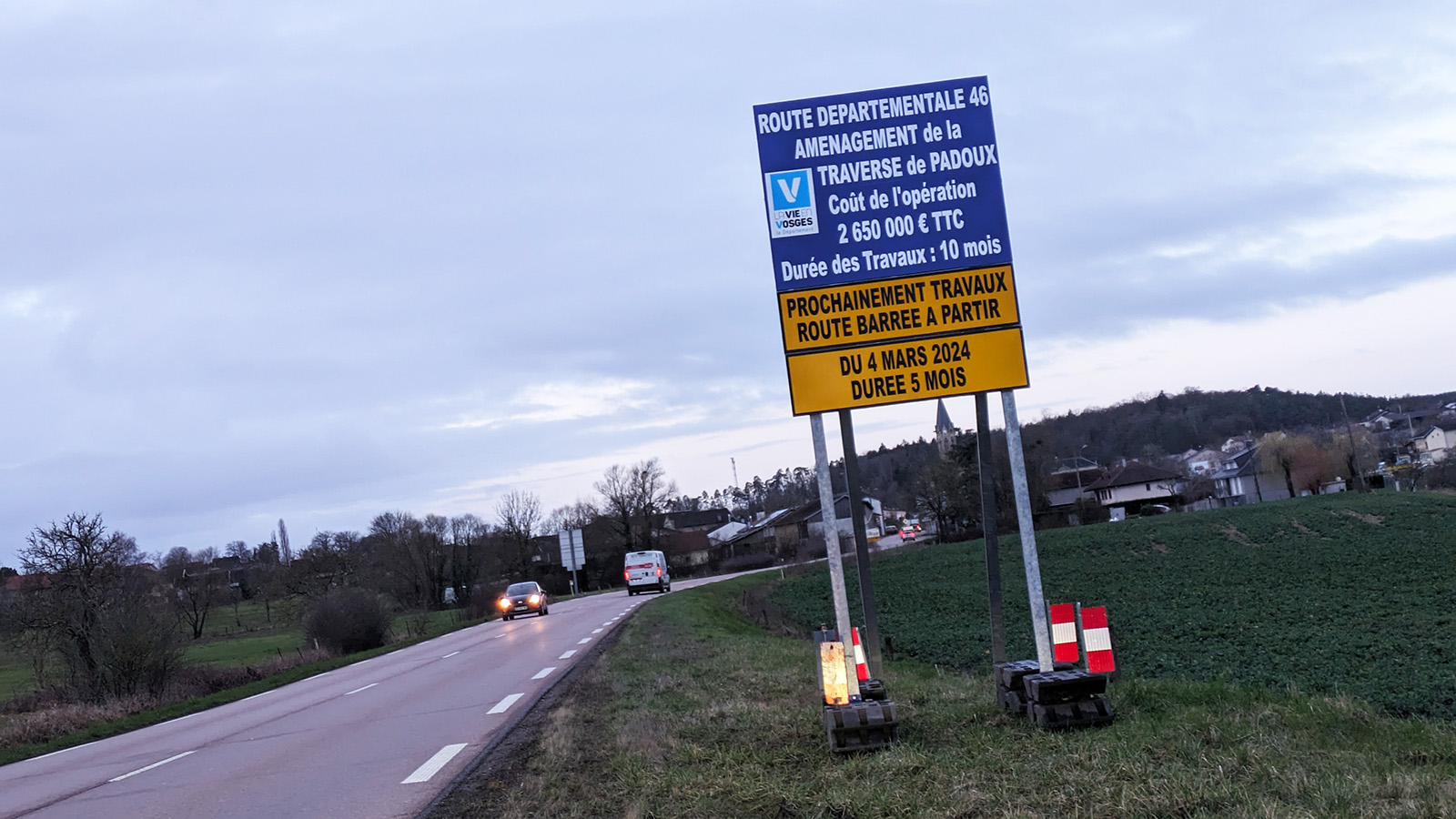 La RD46 reliant Epinal à Rambervillers fermée à la circulation à hauteur de Padoux